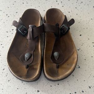 Betula by Birkenstock Gizeh EU37 / US 7 Brown Leather Thong T Strap Sandals GUC